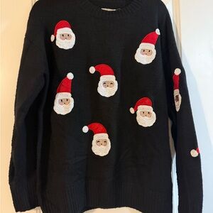 Festive Black Santa Sweater